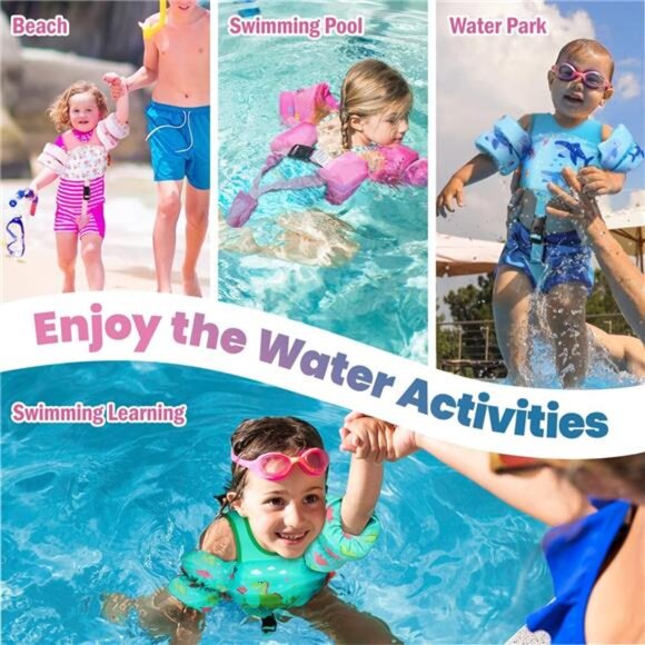 Girls Toddler Swim Vest, Toddler Floaties Fit 13-30 Lbs., Puddle Jumper for Kids - Picture 6 of 6
